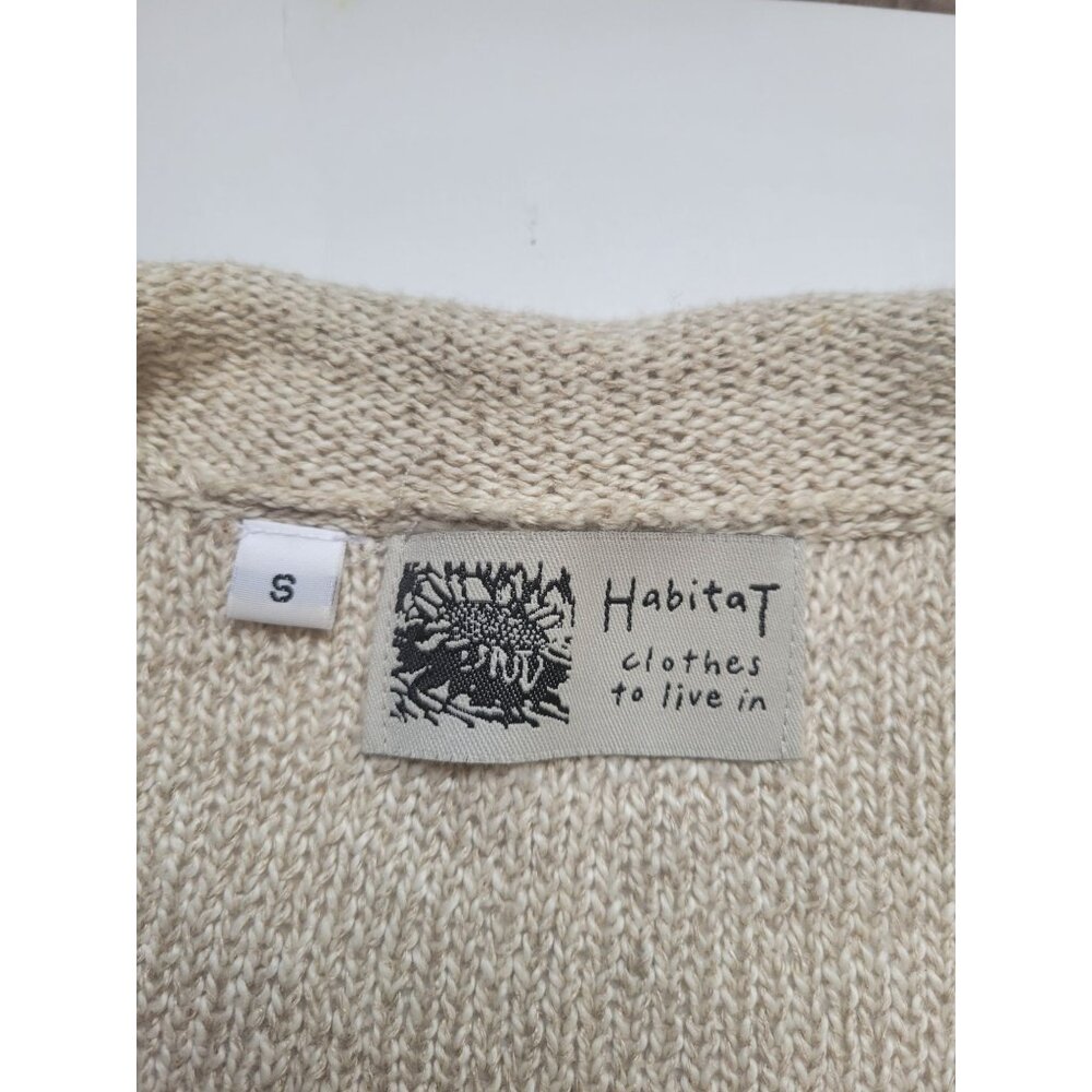 Habitat Beige Linen Long Line Lone Sleeve Cardigan with Pockets Size S Lagenlook - Picture 8 of 12